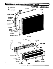 Front Panel & Access Panels Diagram and Parts List for WC702  Maytag Dishwasher