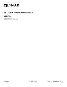 Cover Sheet Diagram and Parts List for JUD24FRERS00  Jenn-Air Refrigerator