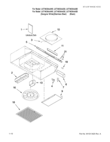 Range Hood Parts Diagram and Parts List for UXT4830AAW0  Maytag Range Hood