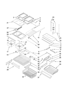 Shelf Parts Diagram and Parts List for MFD2562VEB3  Maytag Refrigerator