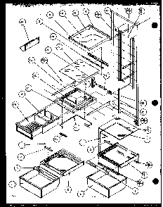 Refrigerator Shelving And Drawers Diagram and Parts List for 35541W-P1121709WW  Amana Refrigerator