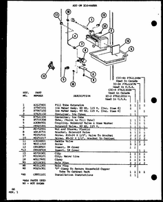 Add On Ice-maker (ic-3/p7621301w) (cic-4/p7621302w) (ic-3h/p7621307w) (cic-4h/p7621308w) Diagram and Parts List for TM18H-P7711005W  Amana Refrigerator