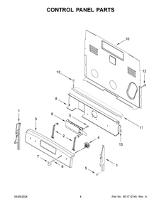 Control Panel Parts Diagram and Parts List for MER4600LS3  Maytag Range