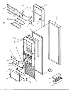 Refrigerator Door Diagram and Parts List for SRD325S5W-P1199401WW  Amana Refrigerator