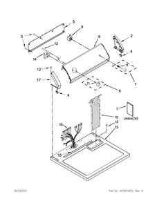 Top And Console Parts Diagram and Parts List for CED126SBW0  Crosley Dryer