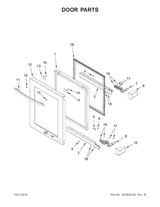 Door Parts Diagram and Parts List for JUB24FRARS00  Jenn-Air Wine and Beverage Cooler