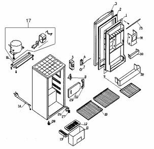Cabinet Parts Diagram and Parts List for 25594689010  Kenmore Refrigerator