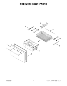 Freezer Door Parts Diagram and Parts List for MFI2570FEW10  Maytag Refrigerator