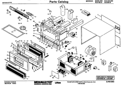 Section 1 Diagram and Parts List for 80 51001 Amana Microwave