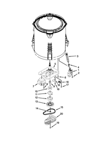 Gearcase, Motor And Pump Parts Diagram and Parts List for 4GNTW4600YQ2  Amana Washer