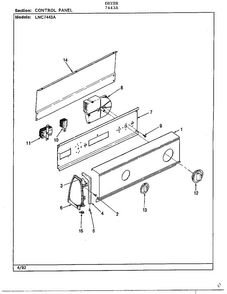 Control Panel Diagram and Parts List for 7443A  Norge Dryer