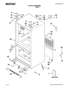 Cabinet Parts Diagram and Parts List for MFD2562VEB4  Maytag Refrigerator