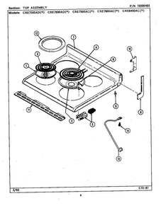 Top Assembly Diagram and Parts List for CRE7500ADA  Maytag Range