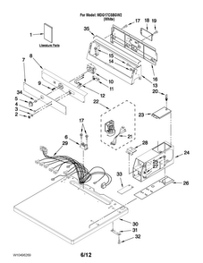 Top And Console Parts Diagram and Parts List for MDG17CSBGW2  Maytag Dryer