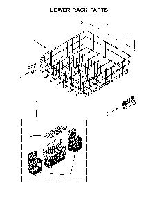 Lower Rack Parts Diagram and Parts List for 66514752N512  Kenmore Dishwasher