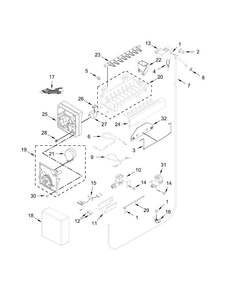 Ice Maker Parts Diagram and Parts List for JB36NXFXLE00  Jenn-Air Refrigerator