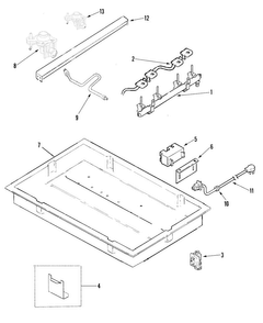Body Diagram and Parts List for JGC1430ADS  Jenn-Air Cooktop
