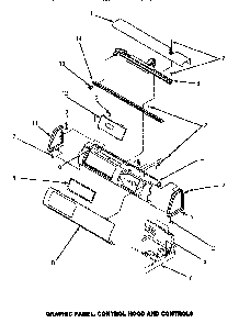 Graphic Panel, Control Hood & Controls Diagram and Parts List for CE9107W P1163709WW Amana Dryer