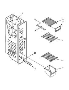 Freezer Liner Parts Diagram and Parts List for ASD2522WRD04  Amana Refrigerator