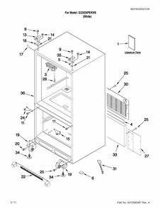 Cabinet Parts Diagram and Parts List for G32026PEKW5  Maytag Refrigerator