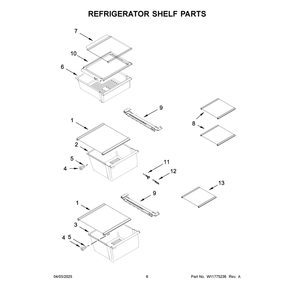 Refrigerator Shelf Parts Diagram and Parts List for MRSF4036PB02  Maytag Refrigerator
