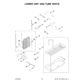 Lower Unit And Tube Parts Diagram and Parts List for JBSFS42NMX25  Jenn-Air Refrigerator