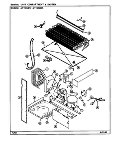 Unit Compartment & System Diagram and Parts List for AT19EM8V DA56A Admiral Refrigerator