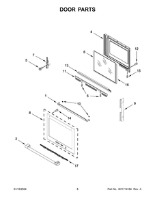 Door Parts Diagram and Parts List for YMES8800PZ1  Maytag Range