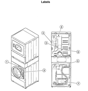 Labels Diagram and Parts List for LTSA9AWN  Speed Queen Washer Dryer Combo