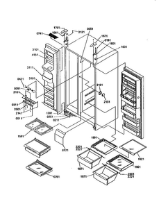 Ref/frz Shelves, Lights, Hinges Diagram and Parts List for SRD27SE-P1190329WE  Amana Refrigerator