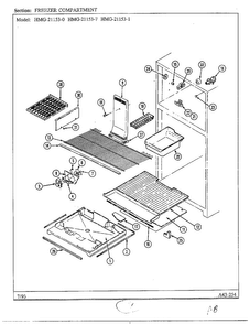 Freezer Compartment Diagram and Parts List for 21153-0B  Admiral Refrigerator
