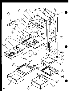 Refrigerator Shelving And Drawers Diagram and Parts List for SLD25M2G-P1121107WG  Amana Refrigerator