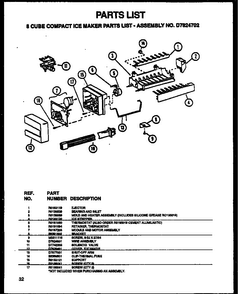 8 Cube Compact Ice Maker Diagram and Parts List for SXDE27NPL-P1162204WL  Amana Refrigerator