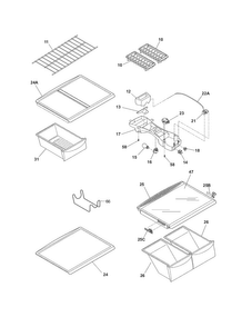 Shelves Diagram and Parts List for BRT18S6GW1  Crosley Refrigerator