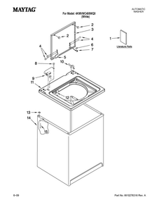Top And Cabinet Parts Diagram and Parts List for 4KMVWC405WQ0  Maytag Washer