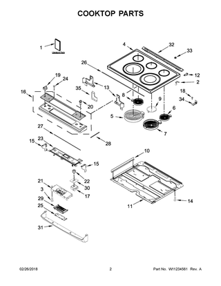 Cooktop Parts Diagram and Parts List for YMES8800FZ2  Maytag Range