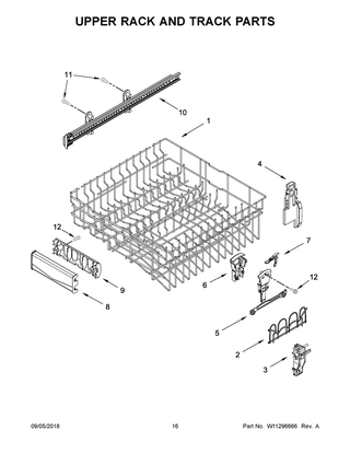 Upper Rack And Track Parts Diagram and Parts List for MDB7979SHZ0  Maytag Dishwasher