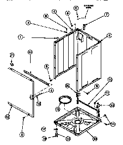 Front Panel, Base Assembly And Cabinet Assembly Diagram and Parts List for LW8363W2 PLW8363W2B Amana Washer