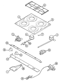 TOP & BURNER ASSEMBLY Diagram and Parts List for 16TA-4Z  Magic Chef Range