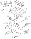 TOP & GAS CONTROLS Diagram and Parts List for BT22RK-4TZ  Magic Chef Range