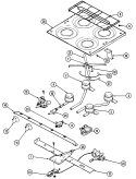 MAIN TOP & BURNER ASSEMBLY Diagram and Parts List for 18RS-4  Magic Chef Range
