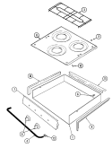 TOP & BURNER BOX Diagram and Parts List for 85TA-3B  Magic Chef Cooktop