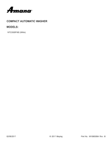 Cover Sheet Diagram and Parts List for NTC3500FW0  Amana Washer