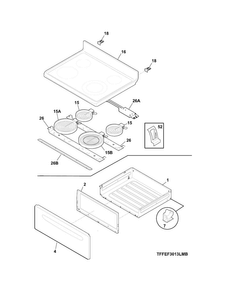 Top/drawer Diagram and Parts List for CRE3580QWC  Crosley Range