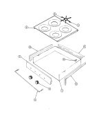 MAIN TOP & BURNER BOX ASSEMBLY Diagram and Parts List for BT85NS-4T  Magic Chef Cooktop