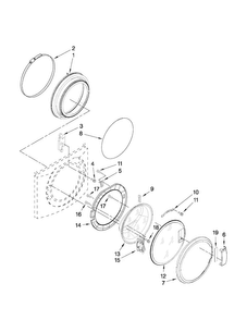 Door And Latch Parts Diagram and Parts List for MHWE250XL00  Maytag Washer