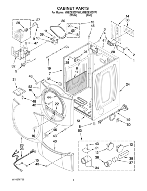 02 - CABINET PARTS Diagram and Parts List for YMEDE300VF1  Maytag Dryer