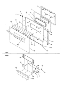 Oven Door And Storage Drawer Diagram and Parts List for ARR6202L-P1143652NL  Amana Range