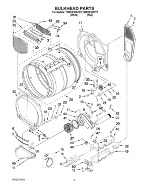 03 - BULKHEAD PARTS Diagram and Parts List for YMEDE300VF1  Maytag Dryer