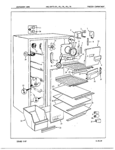 Freezer Compartment Assembly Diagram and Parts List for 24972A  Admiral Refrigerator